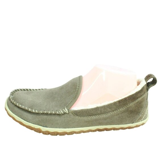 LL Bean Brown Suede Slip On Fleece Lined Mountain Moccasin Slippers Size 9 M - Picture 1 of 9